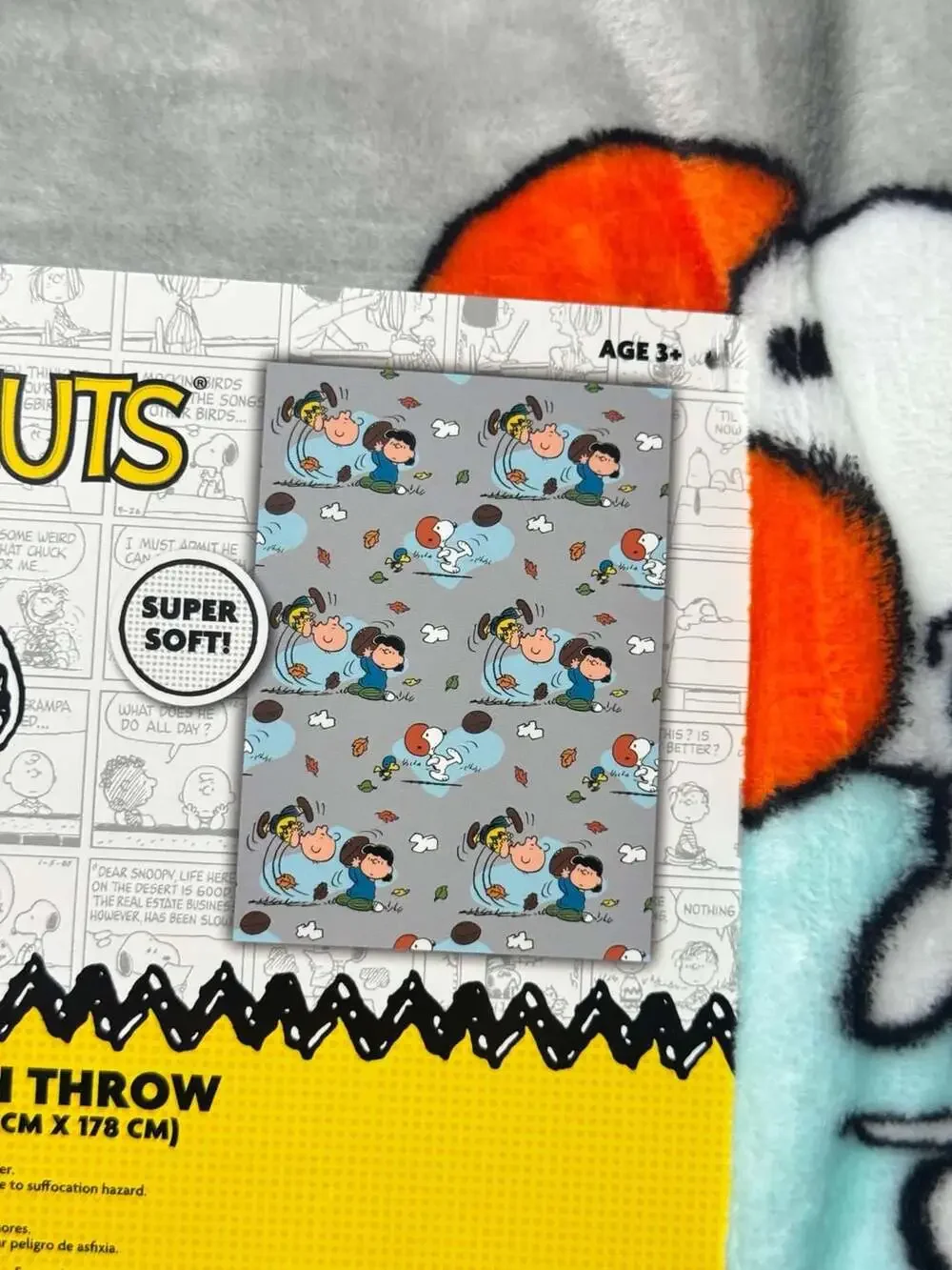 Peanuts Snoopy and Charlie Brown Fall Football Soft Plush Throw Blanket 50x70